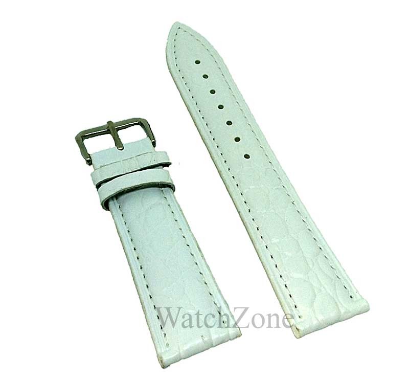 Curea ceas alba cu imprimeu din piele naturala 22mm