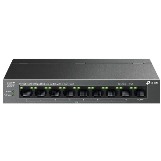 Switch 9 Porturi 10/100 Mbps 8-Port PoE Negru