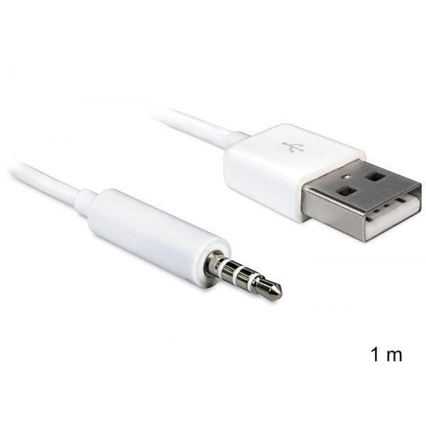 Cablu Delock USB-A tata la Jack 3.5mm 4 pini pentru iPod Shuffle, lungime 1m