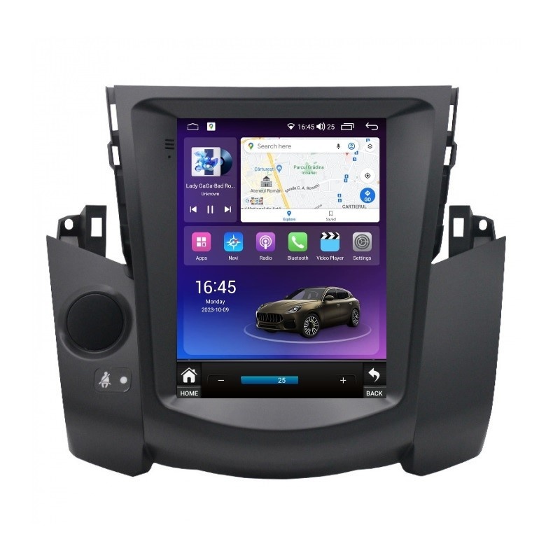 Navigatie dedicata cu Android tip tesla Toyota Rav4 III 2005 - 2013, 4GB RAM, Radio GPS Dual Zone, Touchscreen IPS 9.7" HD, Internet Wi-Fi si slot SIM 4G, Bluetooth, MirrorLink, USB