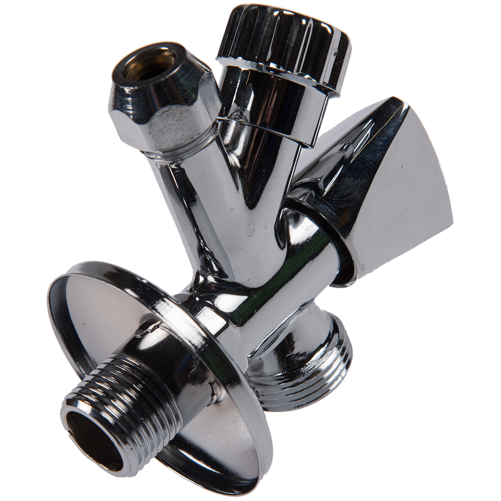 Robinet coltar combinat Remer, filet exterior, cromat, racord 1/2 x 1/2 x 3/4