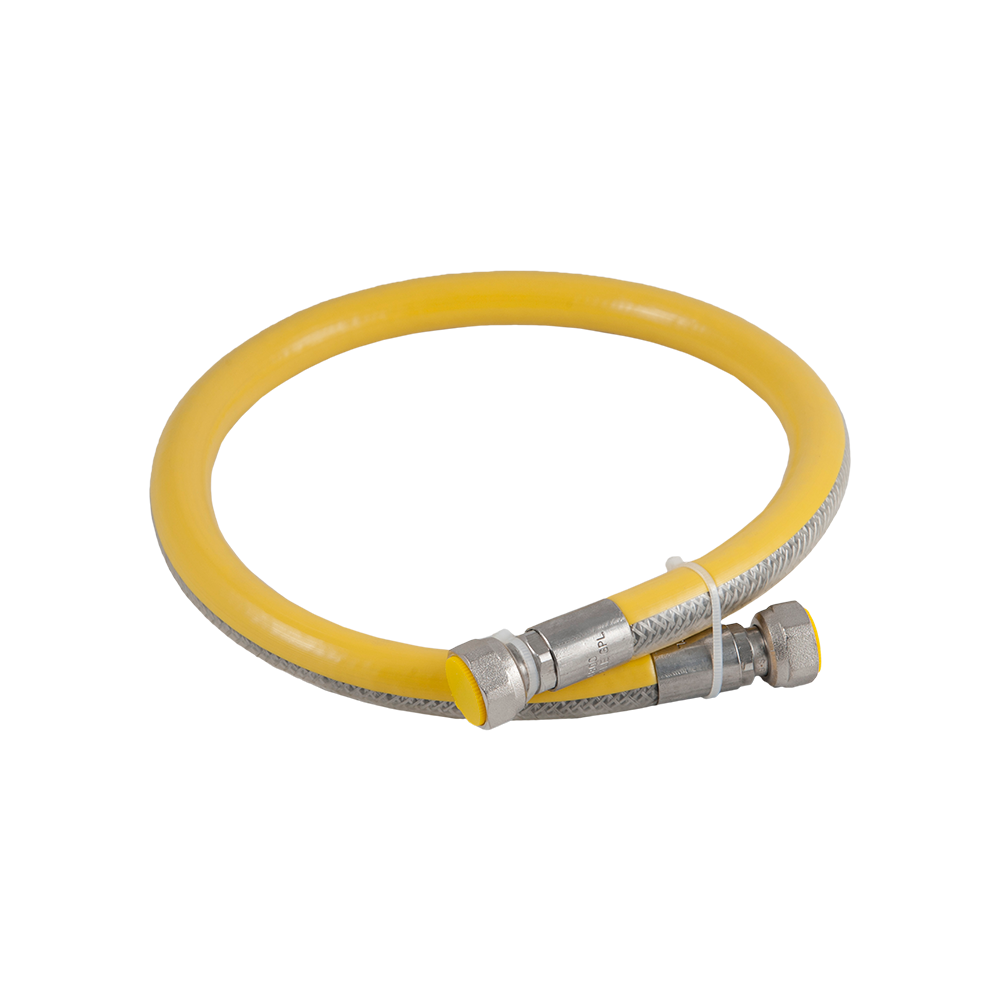 Racord flexibil pentru gaz, inox/poliolefina, galben, 1/2