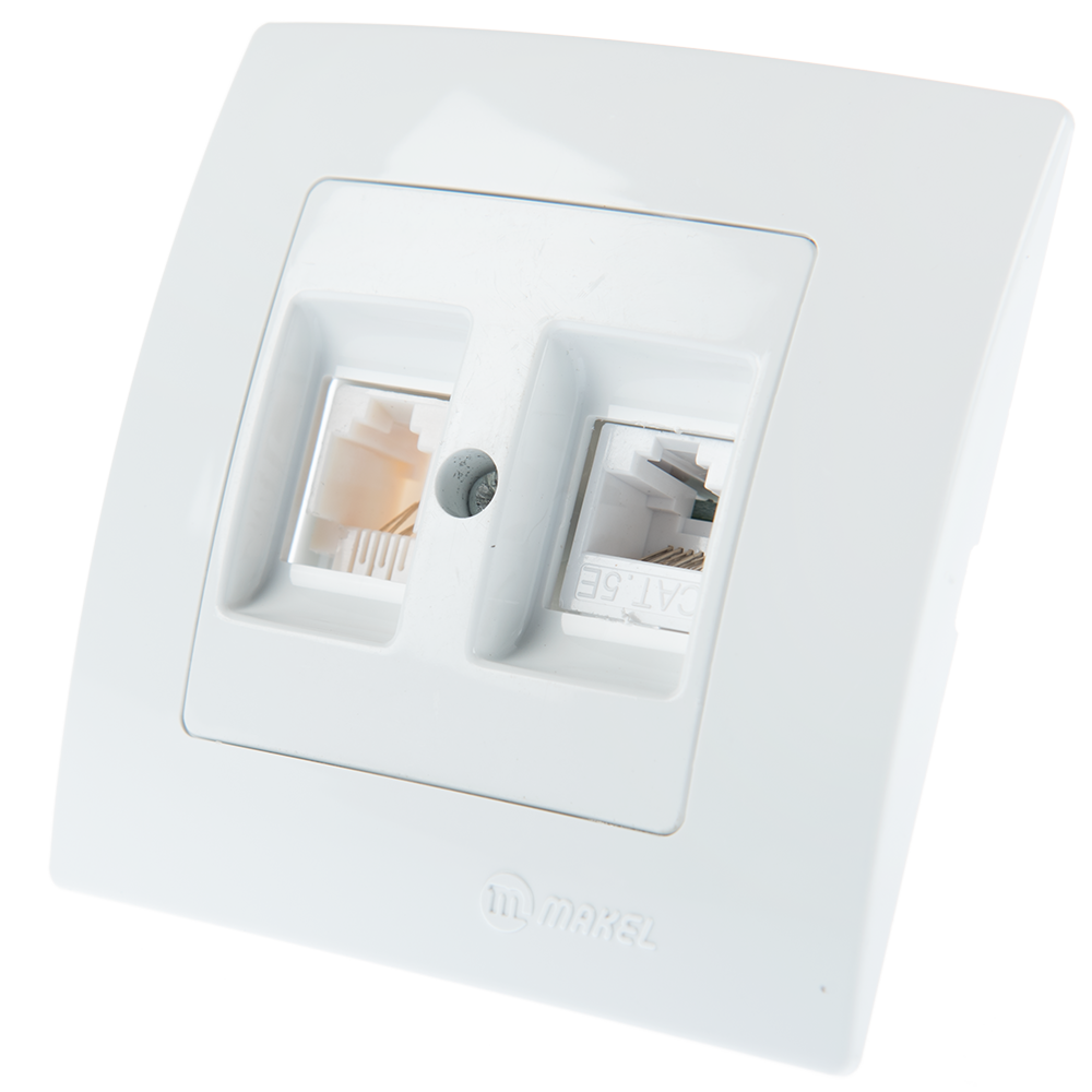 Priza date RJ45 UTP cat 5E + telefon Lilium Natural Kare, Makel 32001037, alb