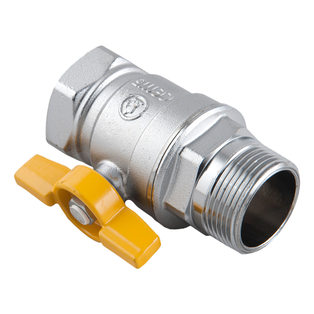 Robinet gaz cu bila Giacomini, filet exterior-interior, alama, argintiu, maner, 1 1/4