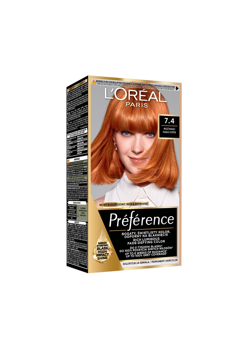 Vopsea de par permanenta cu amoniac  Preference - Mango