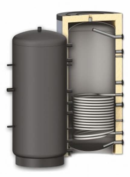 Rezervor de acumulare  puffer pentru agent termic cu o serpentina Sunsystem PR 1000L cu izolatie presiune lucru 3 bar