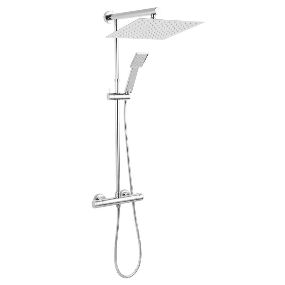Set dus Ferro Trevi Square NP75SQ-TRV7U, cu baterie termostata, argintiu