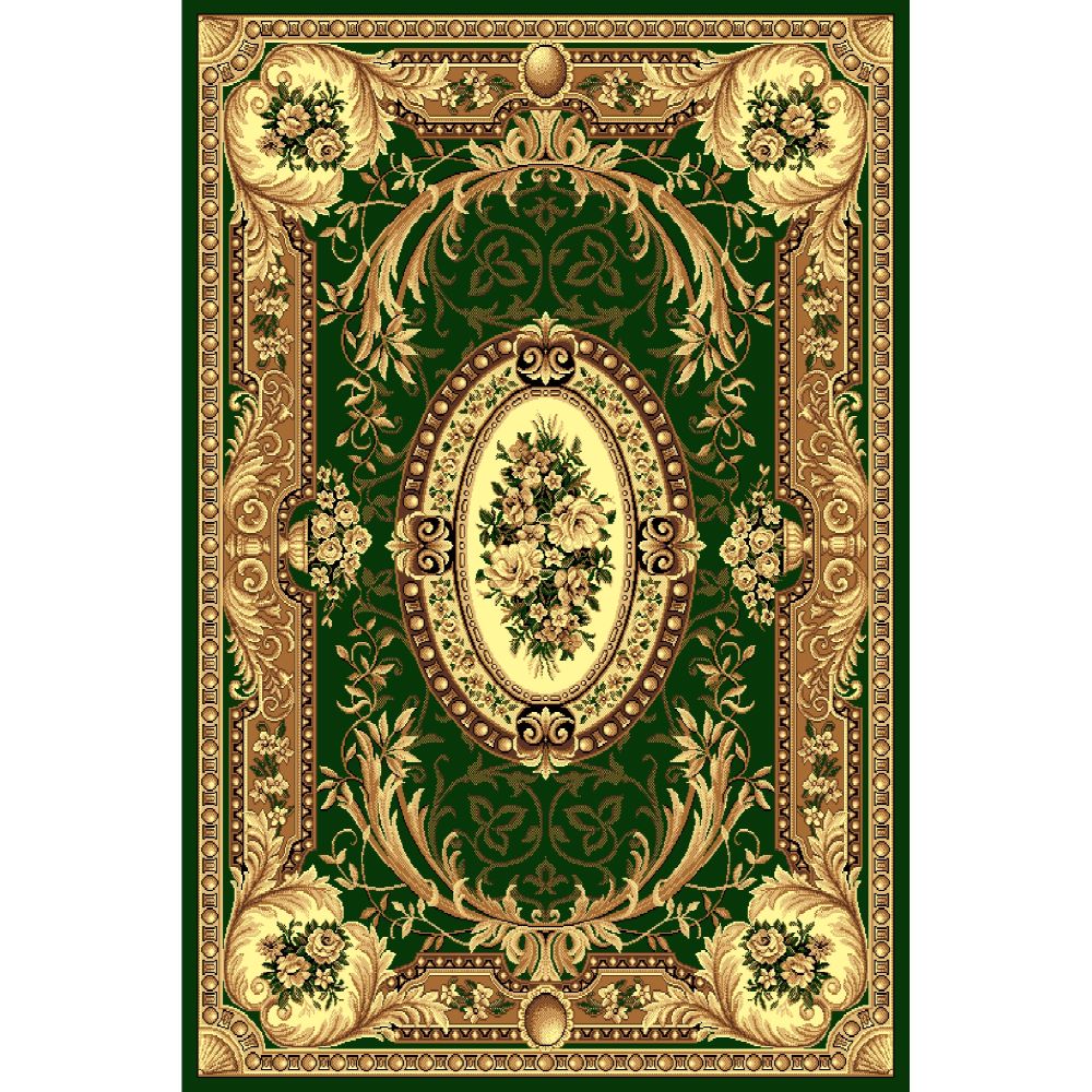 Covor clasic Gold 042/32, polipropilena BCF, verde/bej, 60 x 110 cm
