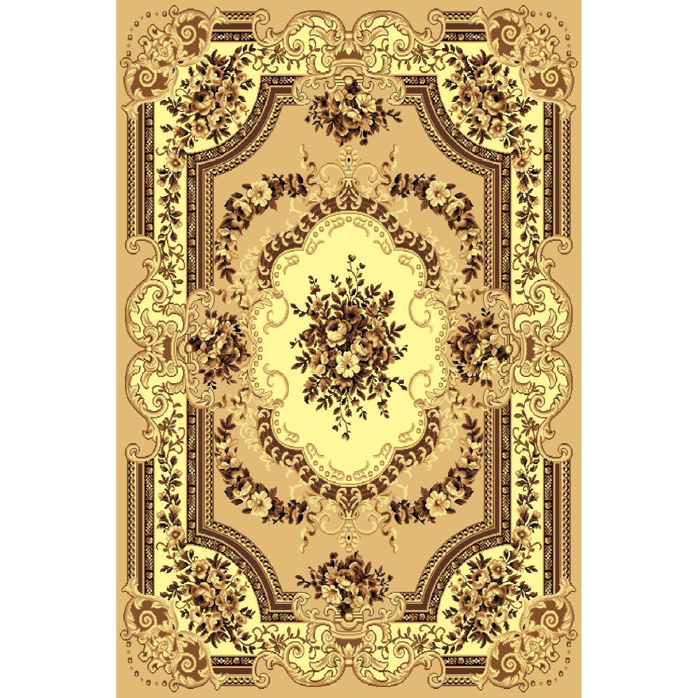 Covor clasic Gold 047/12, polipropilena BCF, bej-maro, 60 x 110 cm