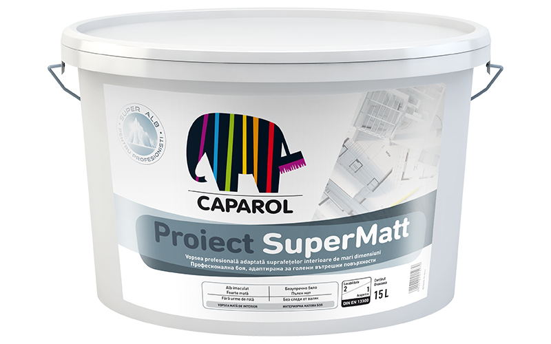 Vopsea lavabila Caparol Proiect SuperMat, interior, alb, 15 l