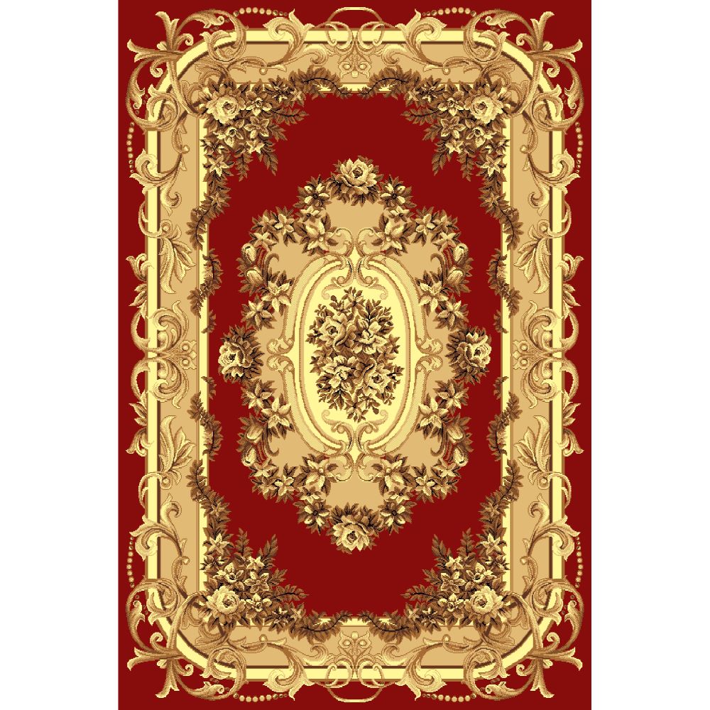 Covor clasic Gold 230/22, polipropilena BCF, rosu/bej, 60 x 110 cm