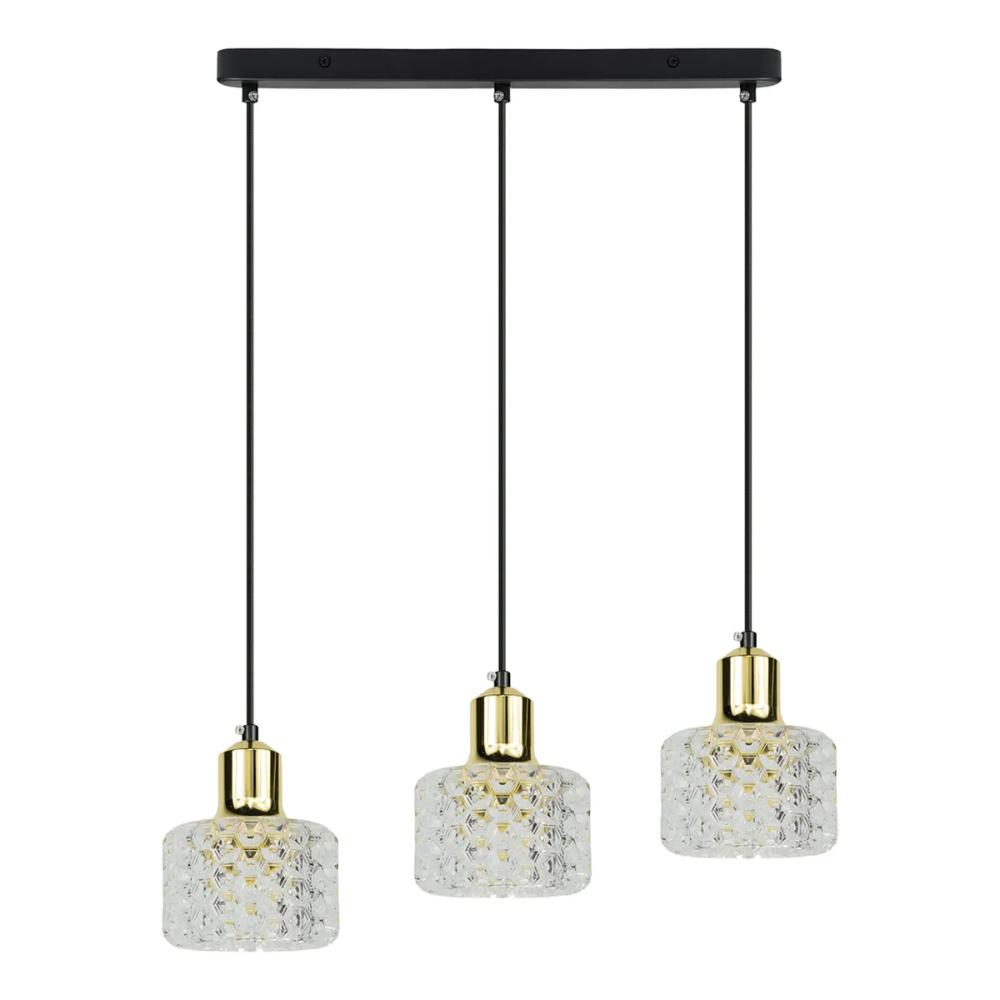 Suspensie Lumi, 3xG9, 8 W, metal/acril, transparent/auriu