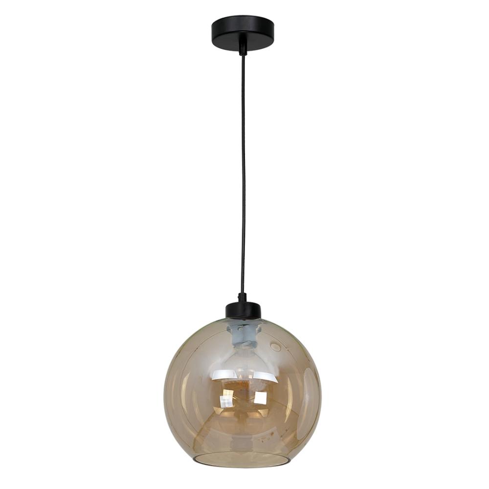 Suspensie Sofia, 1xE27, 60 W, metal/sticla, negru/amber