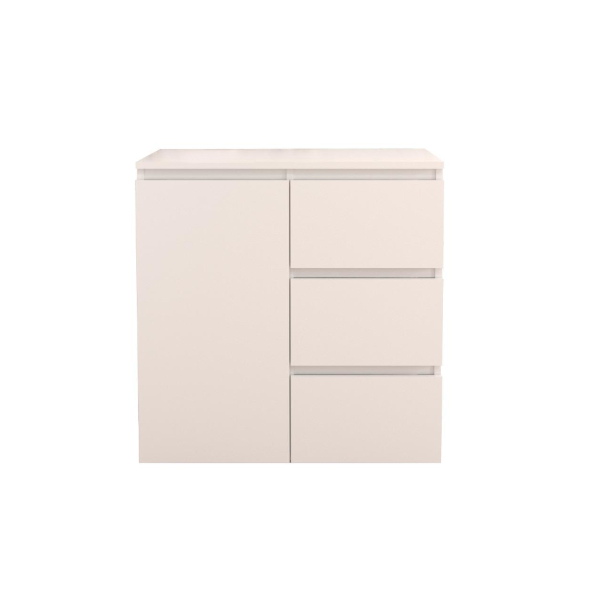 Comoda dormitor Osaka, pal melaminat, 1 usa si 3 sertare, alb, 80 x 80 x 43.3 cm