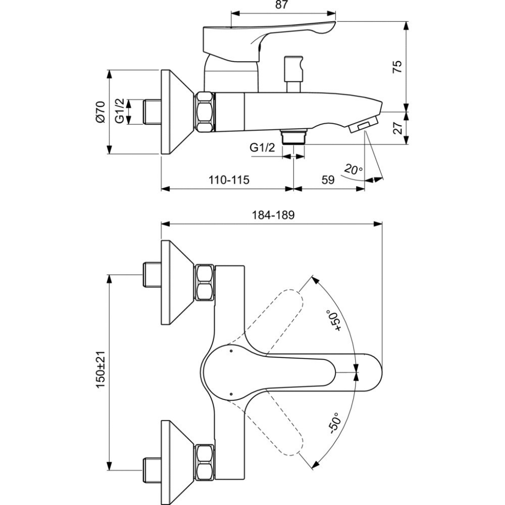 Ideal Standard Alpha Baterie cada dus monocomanda divertor automat