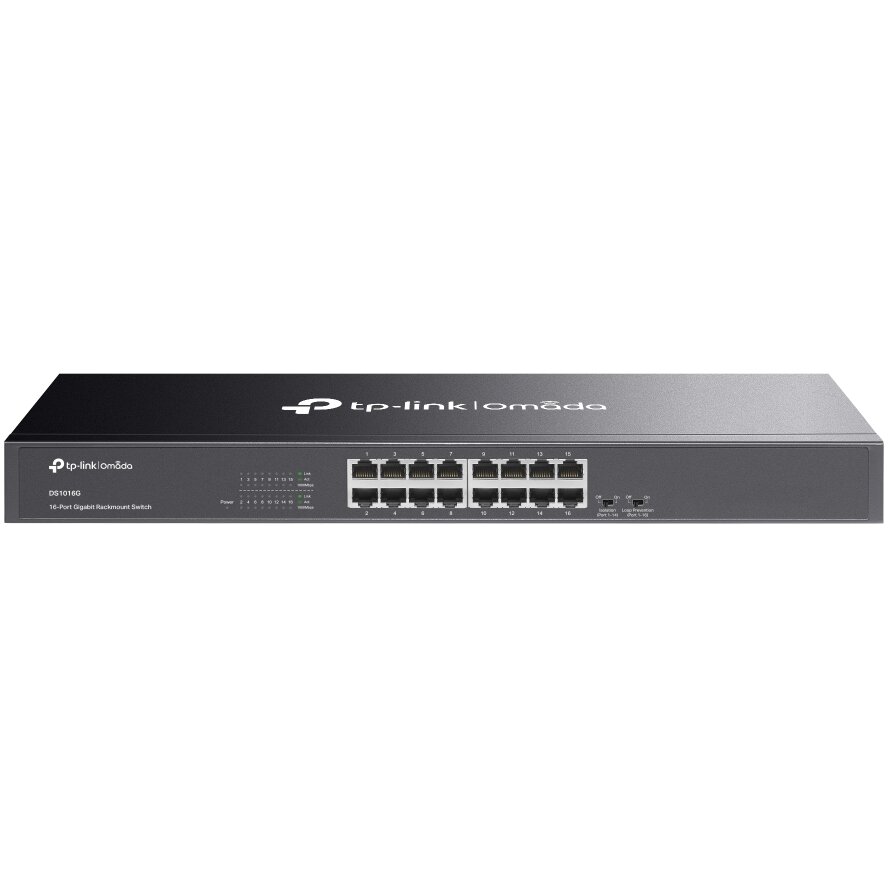 Switch Omada DS1016G fara Management 16 Porturi Gigabit Carcasa Metalica Montabila in Rack Negru