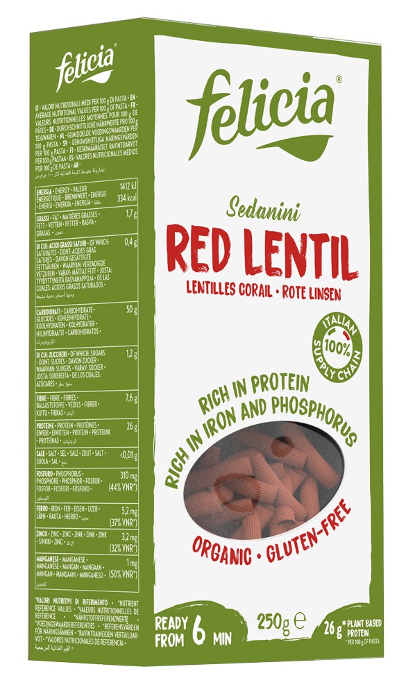 Sedanini bio din linte rosie, 250g Felicia