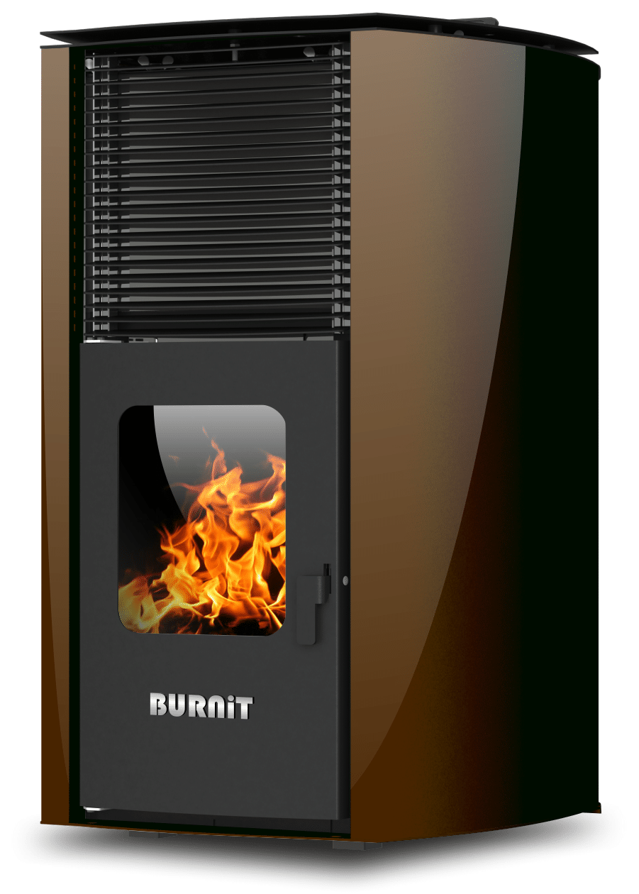 Centrala termosemineu pe peleti Burnit Advant Novation Brown 25 kw echipata cu pompa de circulatie vas de expansiune automatizare suprafata pana la 160 metri patrati