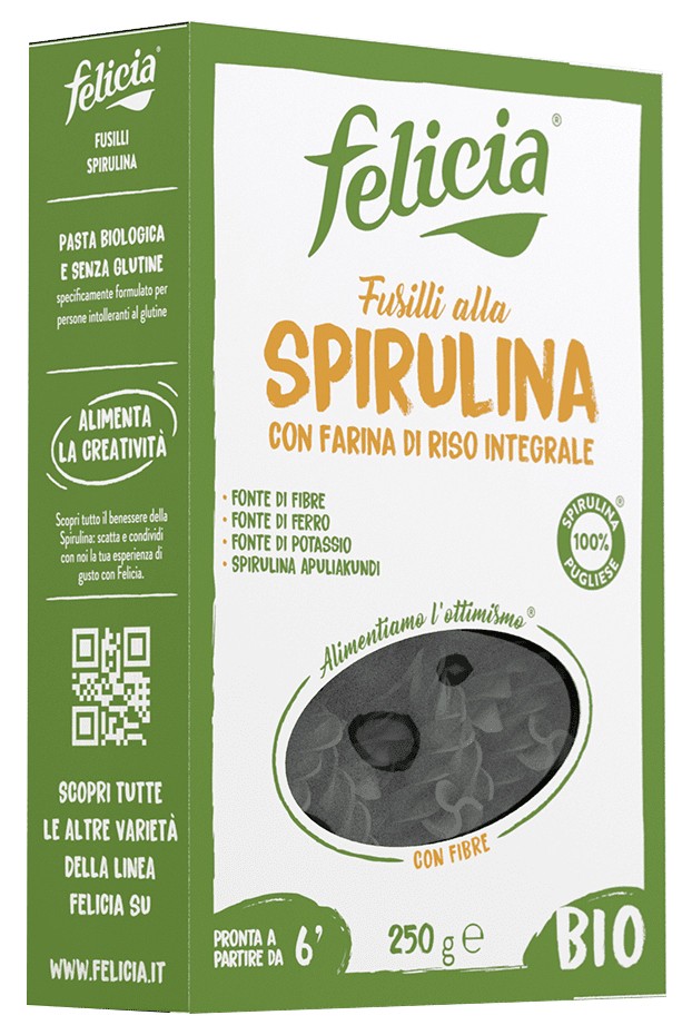 Fusilli bio din orez integral cu spirulina 250g Felicia