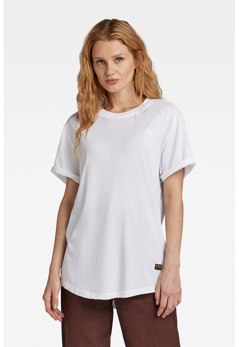 Tricou lejer din bumbac organic Lash - Alb/Negru/Galben mustar