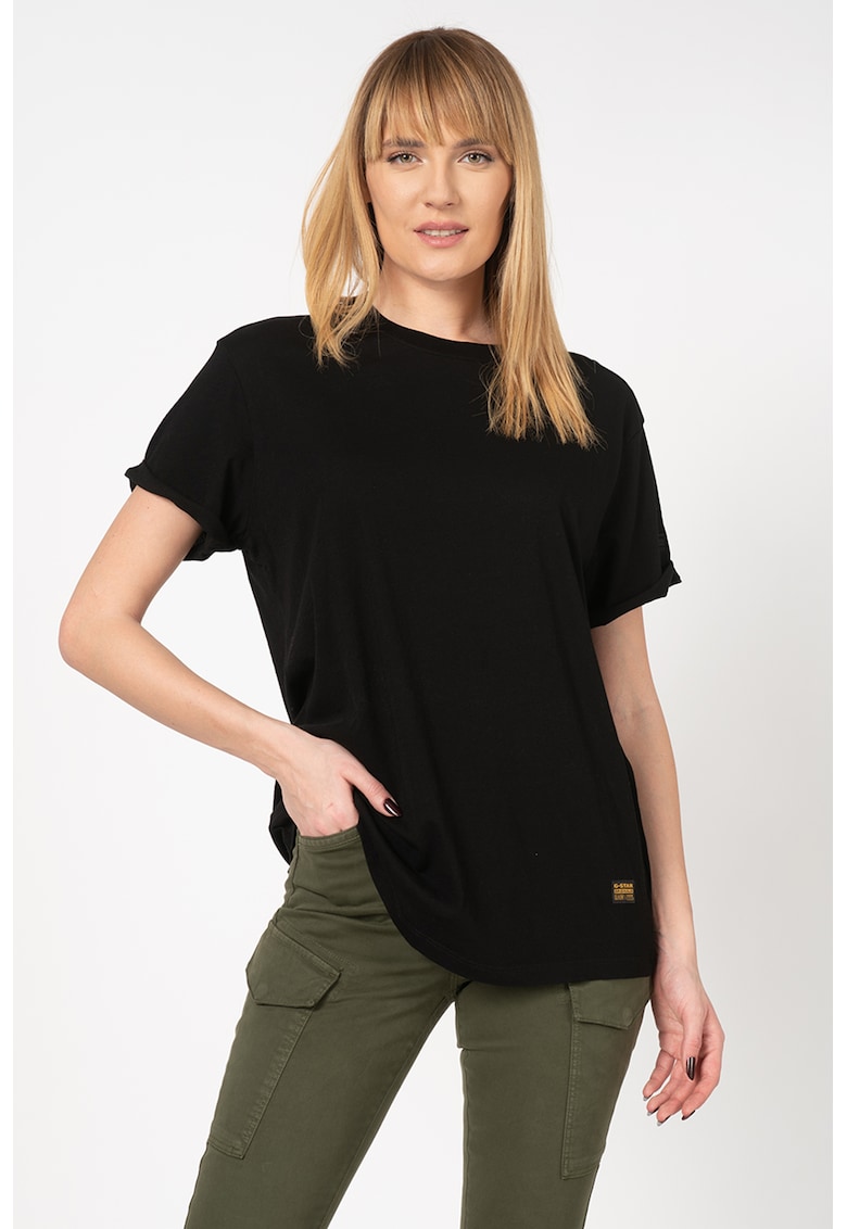 Tricou lejer din bumbac organic Lash - Negru/Galben mustar