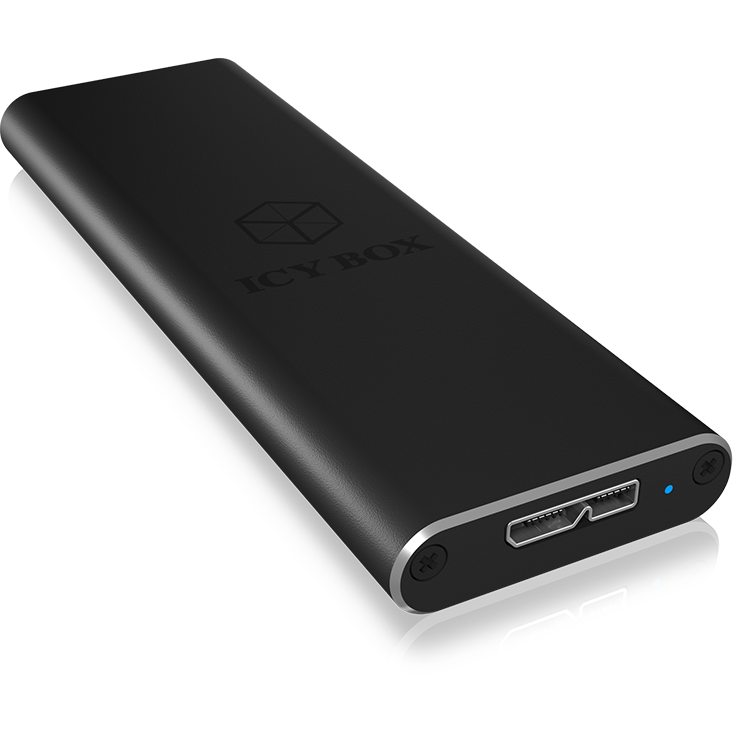 IcyBox External enclosure for M.2 SATA SSD, USB 3.0, Black