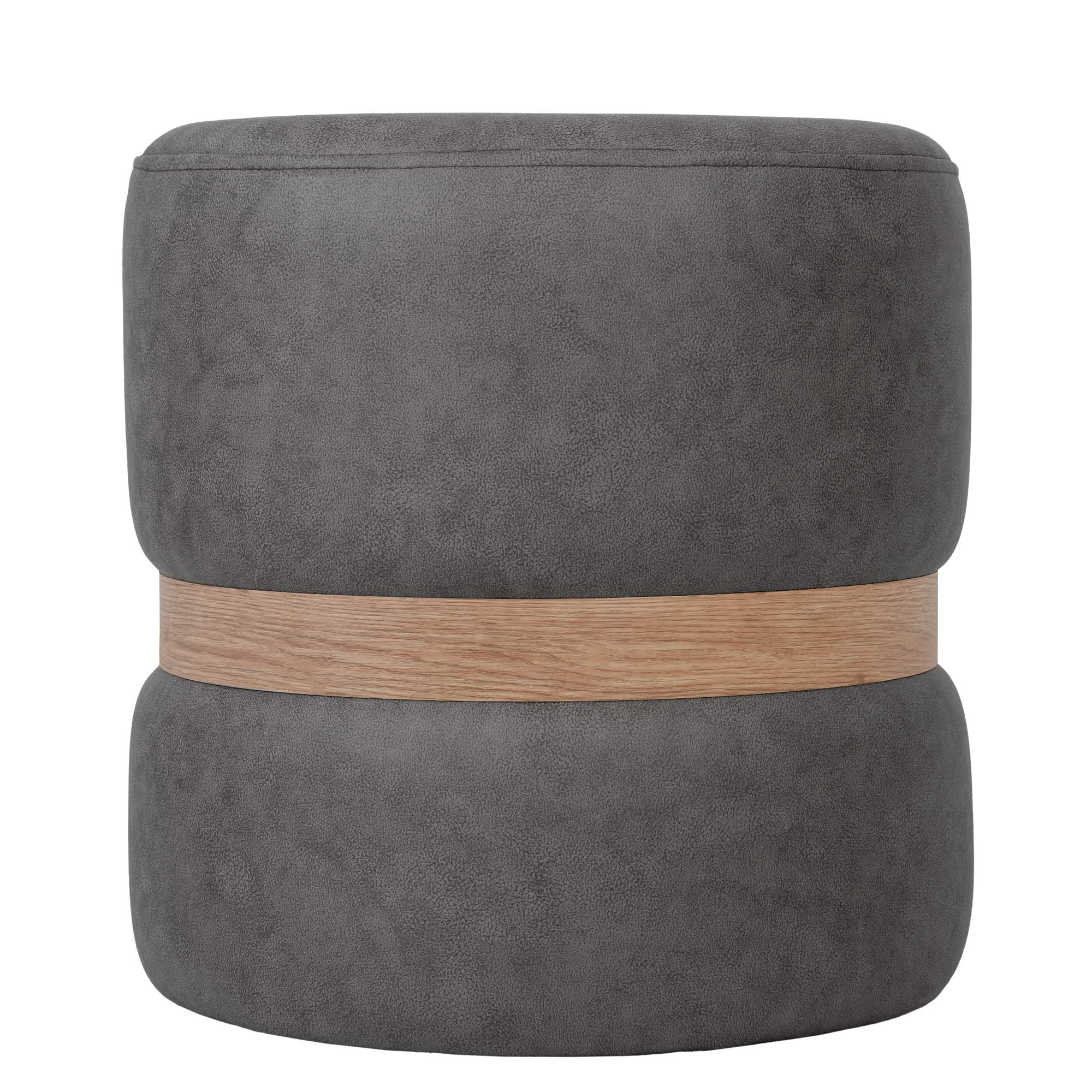 Taburet Ring, inel stejar, stofa gri M611, rotund, 38 x 38 x 40 cm
