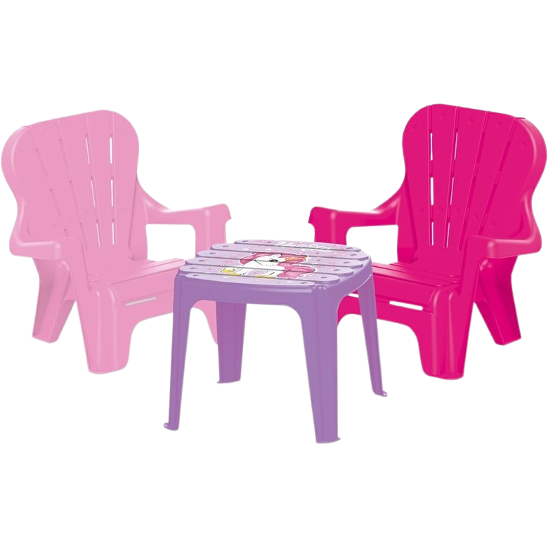 Set de Masa cu Scaune Unicorn Varsta Recomandata +2 Ani Roz/Mov