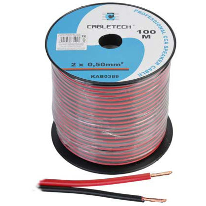 CABLU DIFUZOR CCA 2X0.50MM ROSU/NEGRU 100M