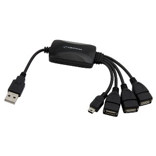 ESPERANZA EA114 Hub 4 Porty USB 2.0 - 3 x USB, 1 x miniUSB.