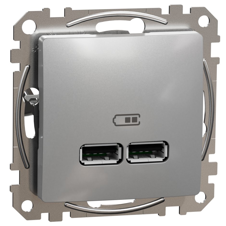 Priza incarcare USB A+A 2.1A , Schneider, SDD113401, Sedna Design, aluminiu