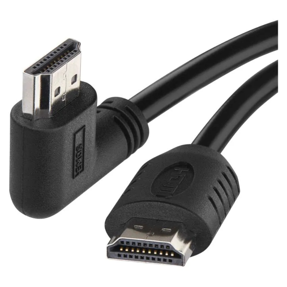 Cablu HDMI/Ethernet de mare viteza Emos, tata 90°- tata drept, 5 m