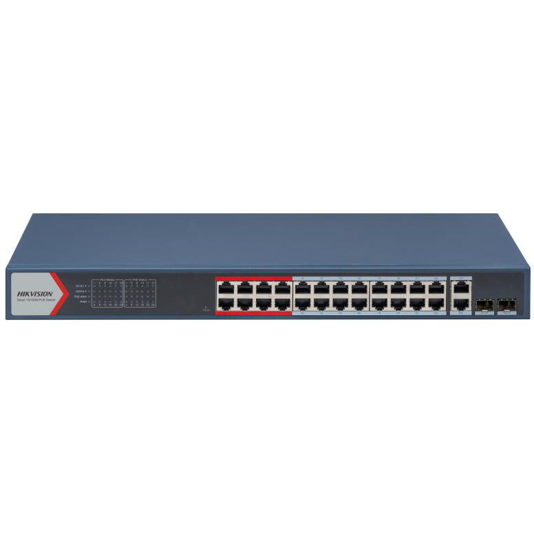Switch 24 porturi DS-3E1326P-EI(B) L2 Smart Managed 24 × 10/100 Mbps PoE RJ45 Gri