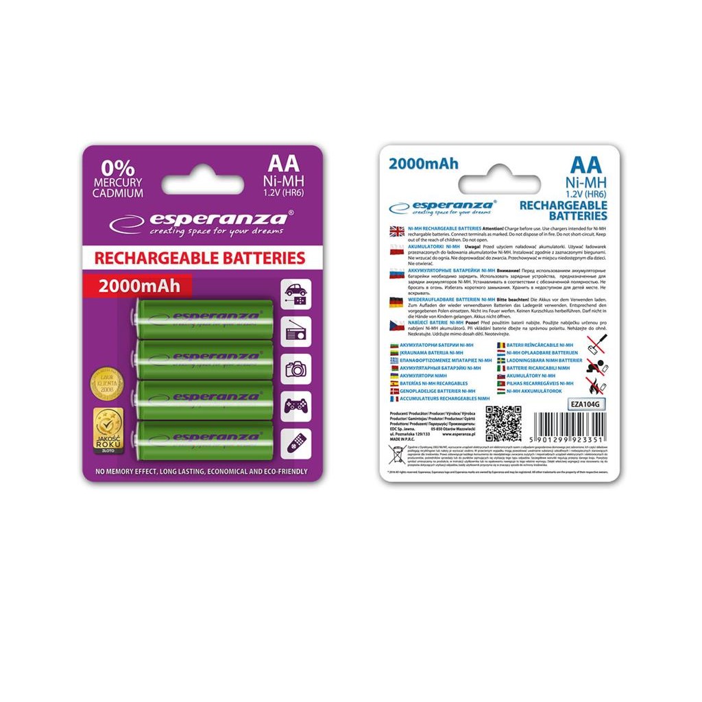 Esperanza EZA104G Baterii reîncărcabile Ni-MH AA 2000MAH x4