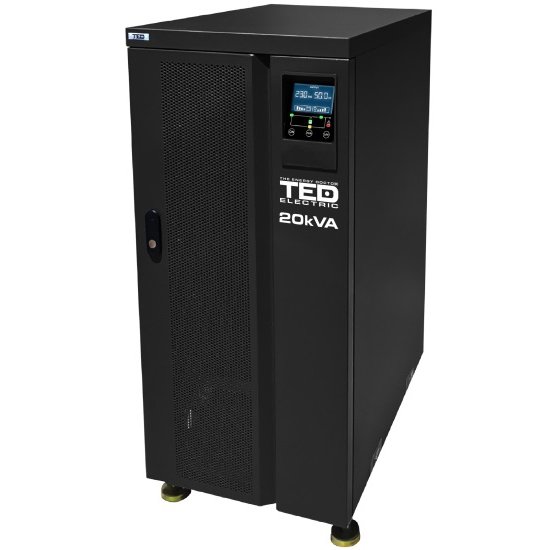 UPS 20kVA Online 380V TED Electric, Display LCD, trifazat, necesita 30 acumulatori 7 / 9 Ah, unda sinusoida pura, TED002013