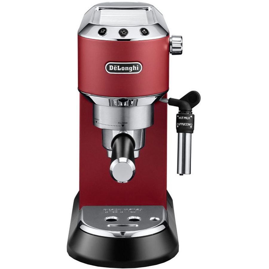 Espressor manual DeLonghi Dedica Style EC 685, 1300 W, 15 Bar, 1.1 l, Slim, Rosu