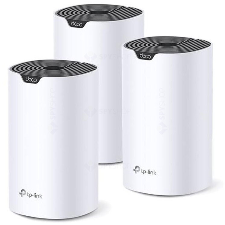 Sistem Mesh Wi-Fi Deco S7 Format din 3 Unitati AC1900 Dual-Band Gigabit cu Acoperire in Toata Casa 1900Mbps  2.4 GHz | 5 GHz Alb/Negru
