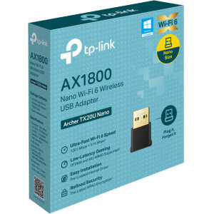 Adaptor Wireless AX1800 Nano Wi-Fi 6 Extern 2.4GHz / 5GHz Port USB 2.0 1800Mbps Negru