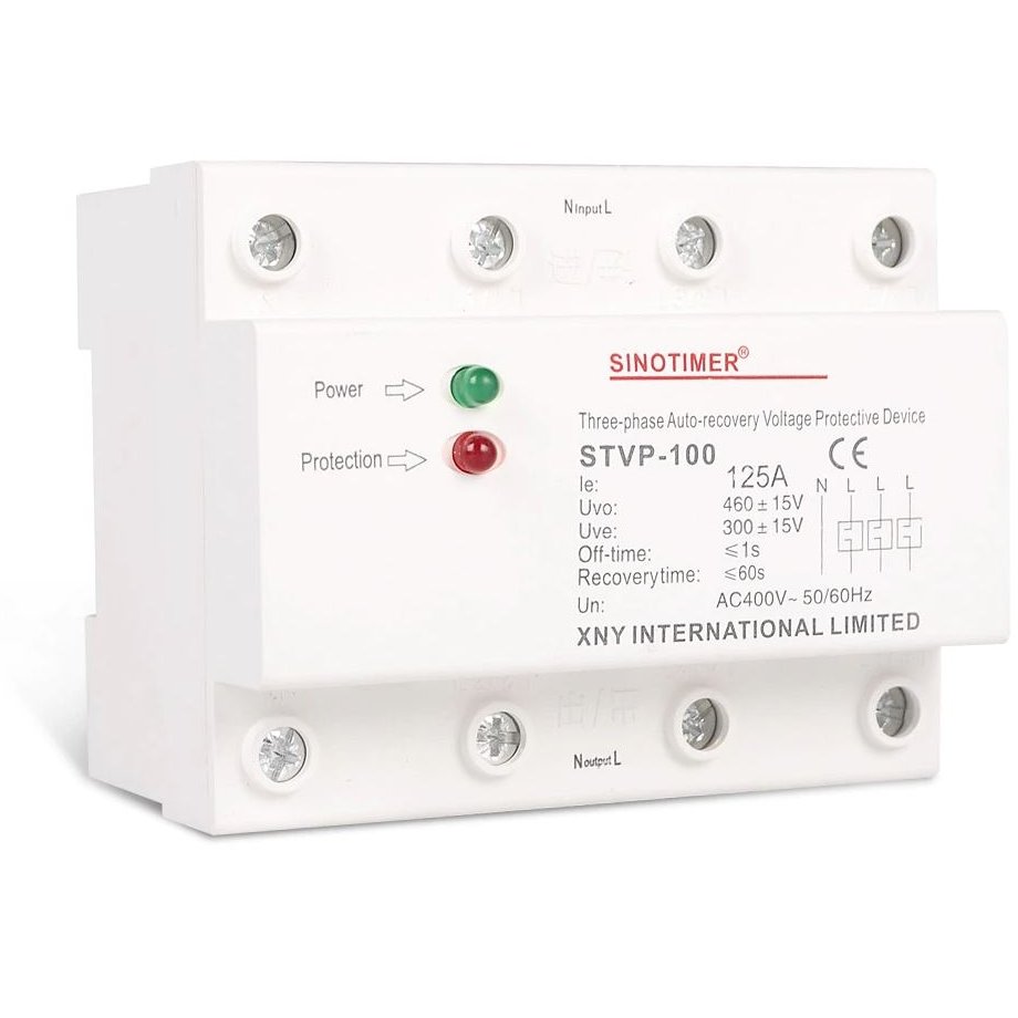 Releu siguranta digitala de protectie tensiune, Sinotimer, 125A, STVP-100, recuperare automata