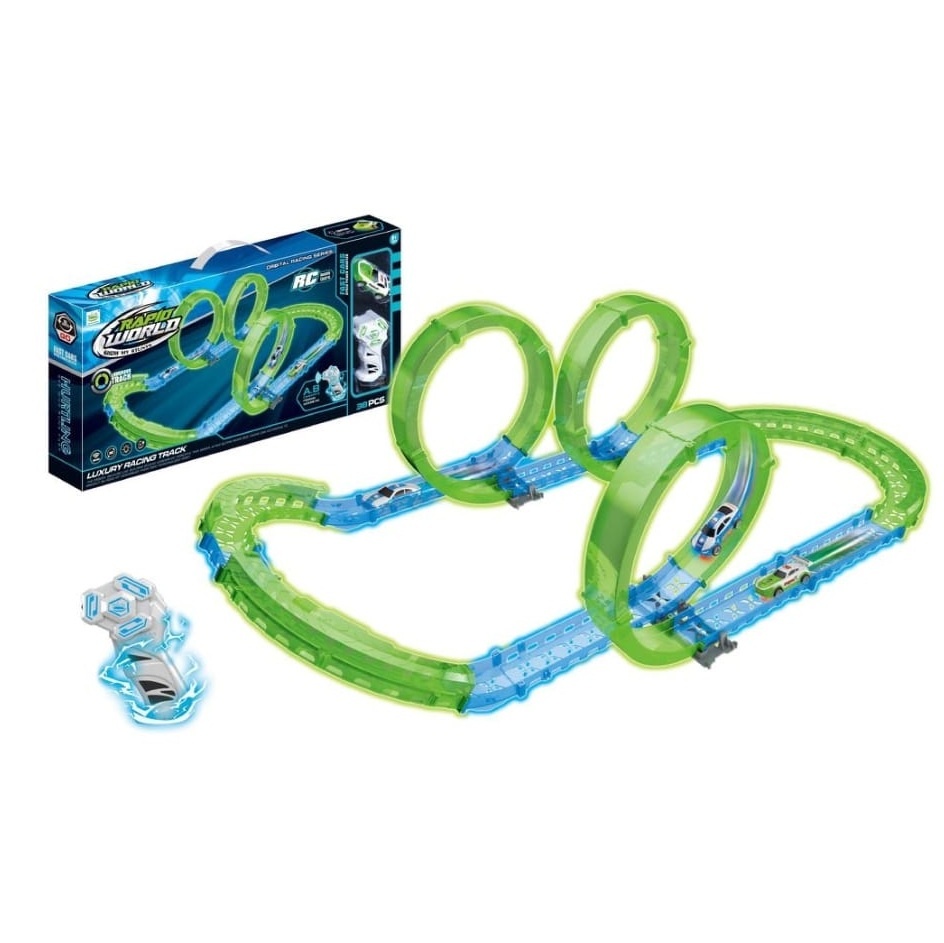 Circuit Rapid World - Pista de Curse si Masina cu Telecomanda, pentru Copii 3+ Ani