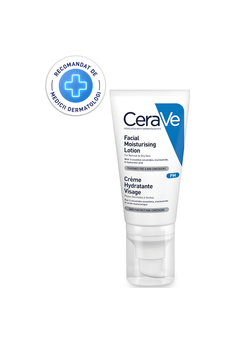 Crema hidratanta pentru fata  PM - cu ceramide - niacinamida si acid hialuronic pentru ten normal-uscat - 52 ml