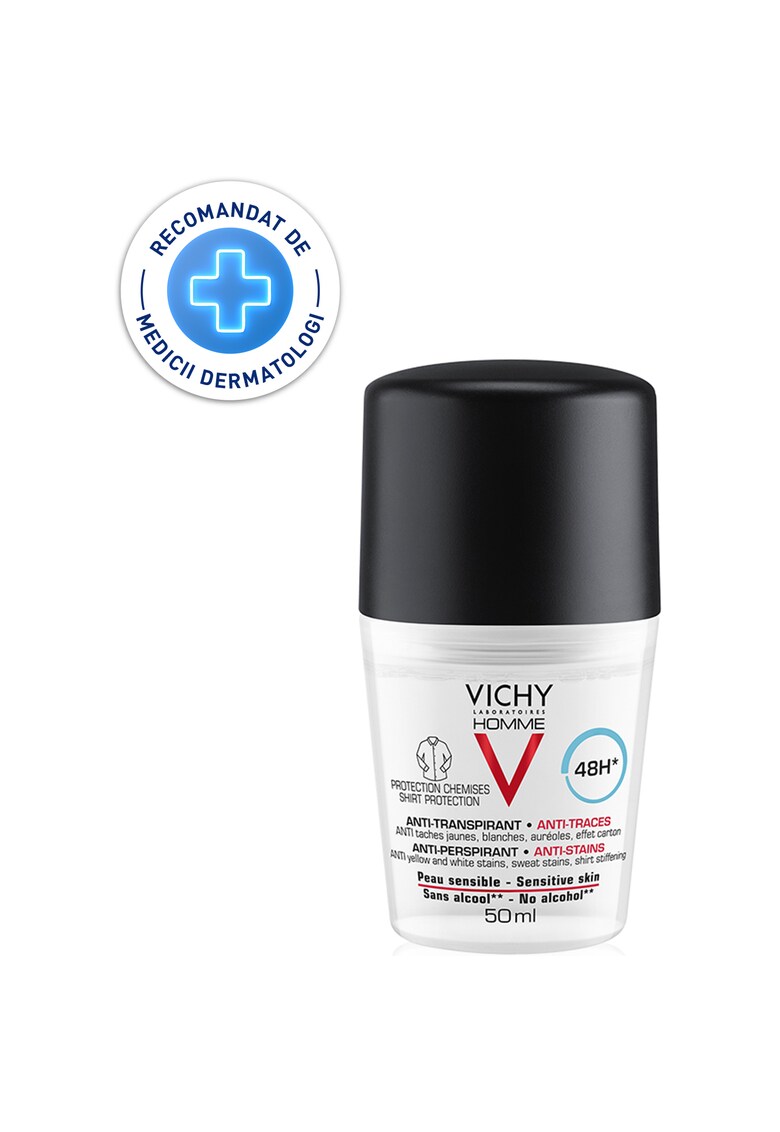 Deodorant roll-on  Homme cu efect anti-urme albe - galbene si de transpiratie - eficacitate 48h - 50ml