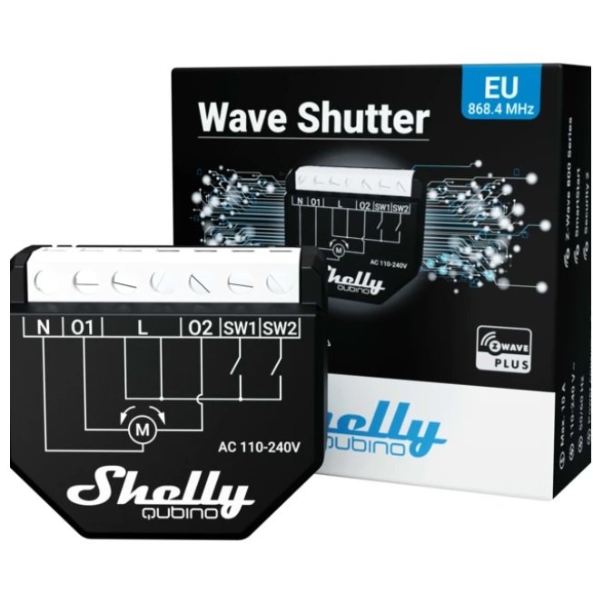 Shelly QUIBINO Wave Shutter - comutator pentru controlul jaluzelelor, obloanelor si a usilor automate, Z-Wave, 2 canale, 10A 3800235269008