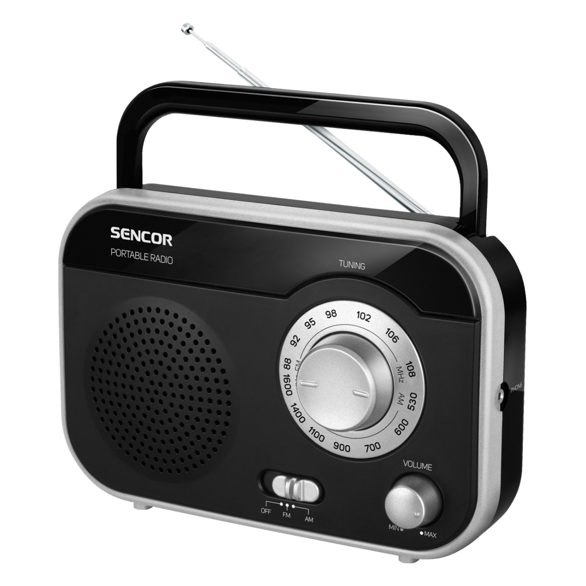 Aparat radio SRD210BS, portabil, 1W RMS, negru/ argintiu