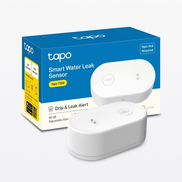 Senzor Smart Tapo T300 pentru Detectie Lichide Necesita Hub Tapo H100/H200 pentru Functionare Programare prin Smartphone Aplicatia Tapo Wi-Fi Alb