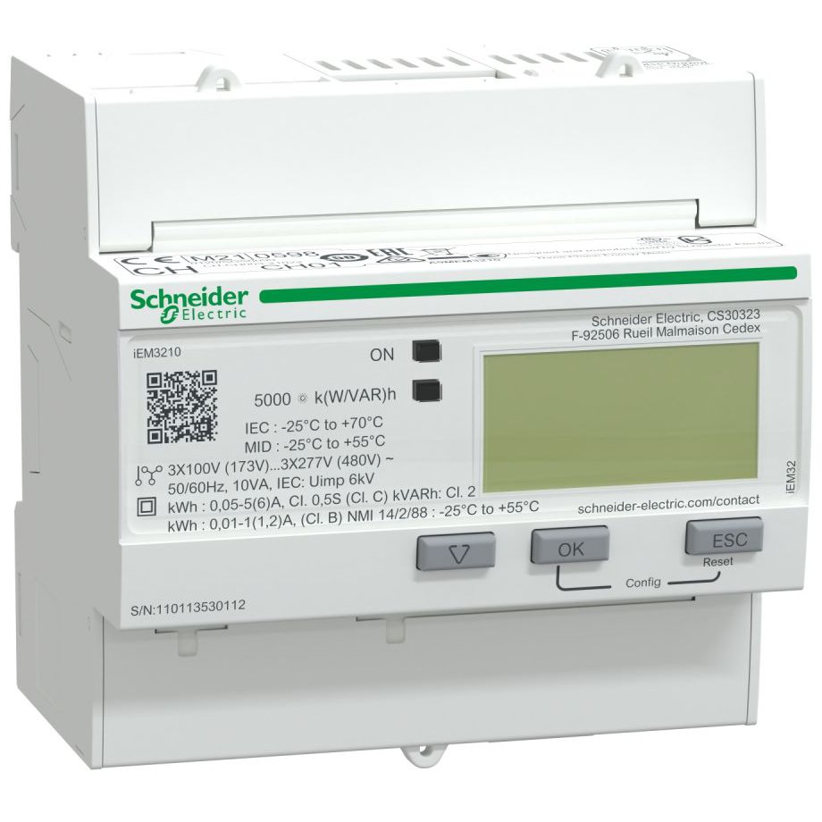 Contor energie JT conectare indirecta, 5A / class 0,5S, pack.mas.basic, puls, MID, transformator, puls Schneider A9MEM3210