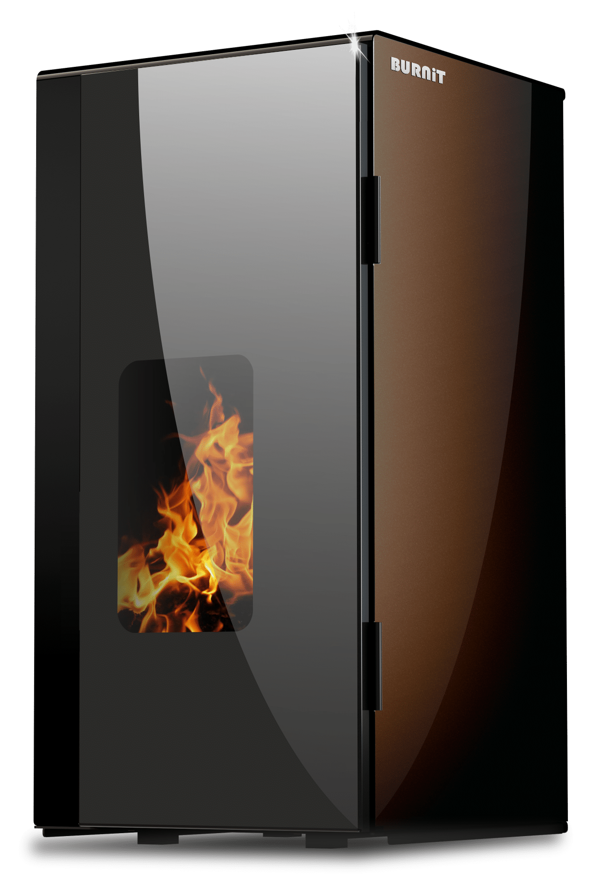 Centrala termosemineu pe peleti Burnit Vision Brown 18 kw echipata cu pompa de circulatie vas de expansiune automatizare suprafata pana la 120 metri patrati