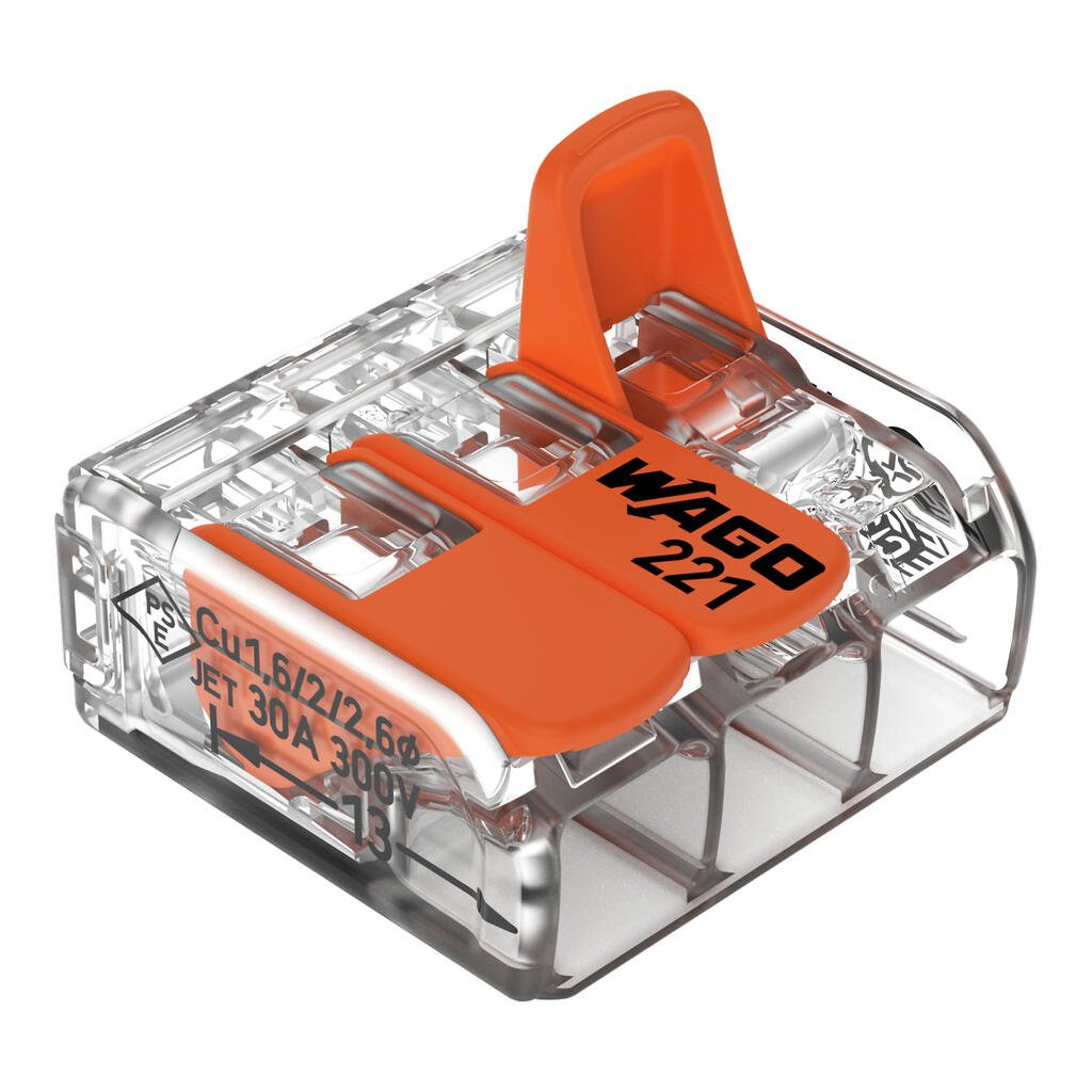 Conector imbinare cu parghii Wago 221-613, 30 A, 3 x 6 mmp, 30 bucati/set
