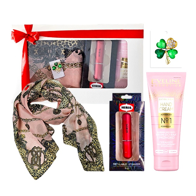 Set Harmonia cu esarfa, crema maini, travalo classic, brosa martisor