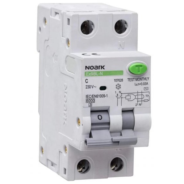 Intrerupator automat RCBO 1P+N 10A/30mA tip AC Noark 107628